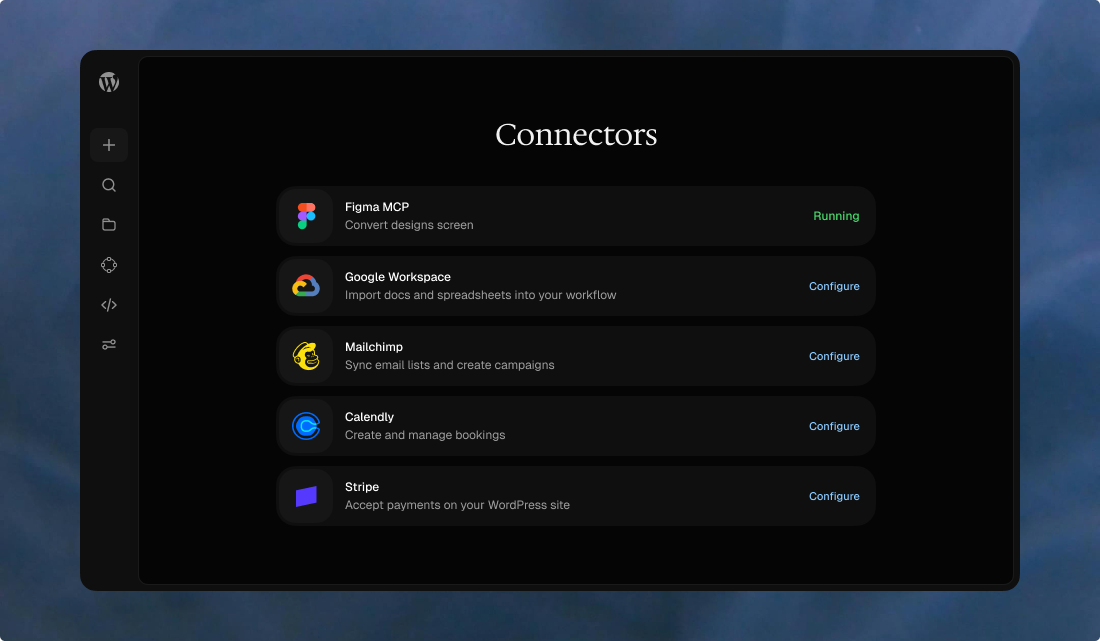WPCursor Connectors interface